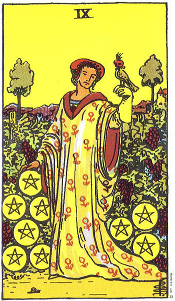 Nine of Pentacles, Rider–Waite–Smith tarot card